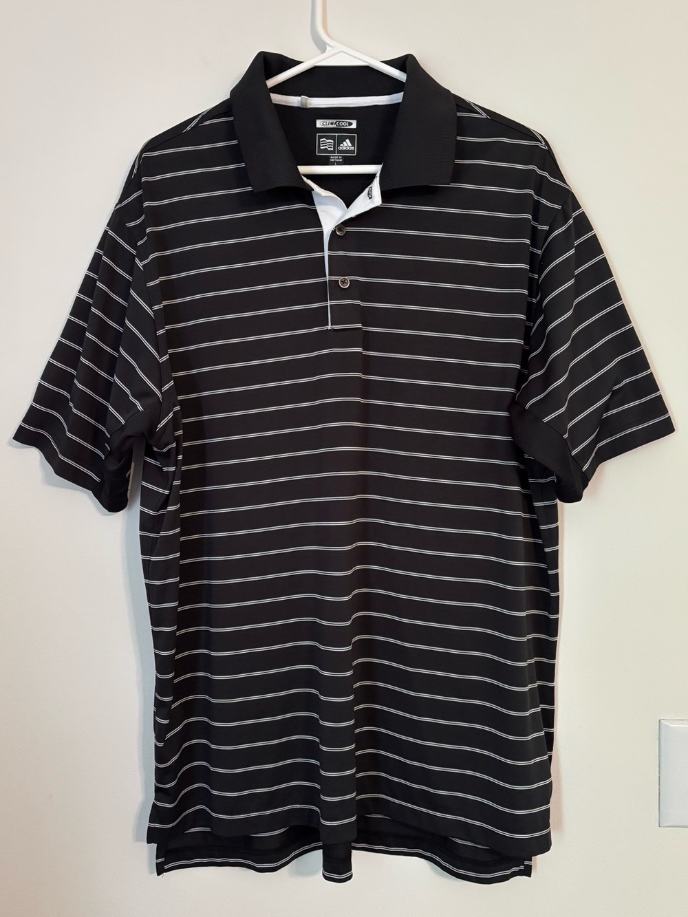 Adidas Striped Black Performance Polo Golf Tennis Office Men’s L